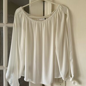 Ivory blouse with cut out arms and tie sleeve